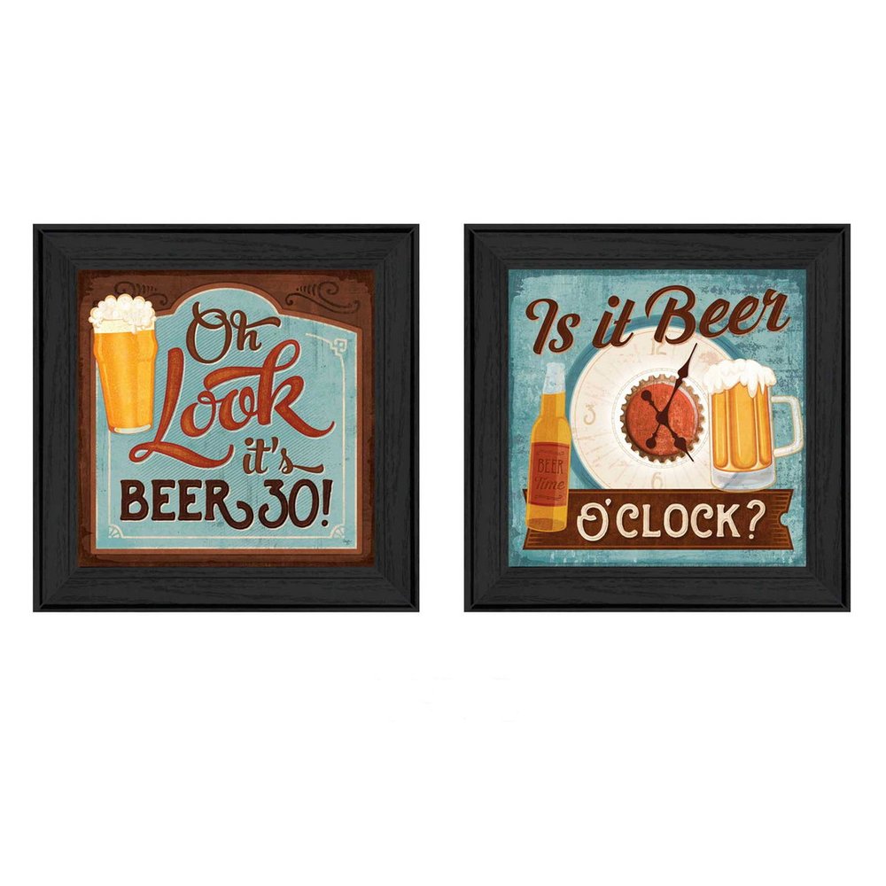 Set Of Two Beer Oclock Black Framed Print Wall Art HomeRoots