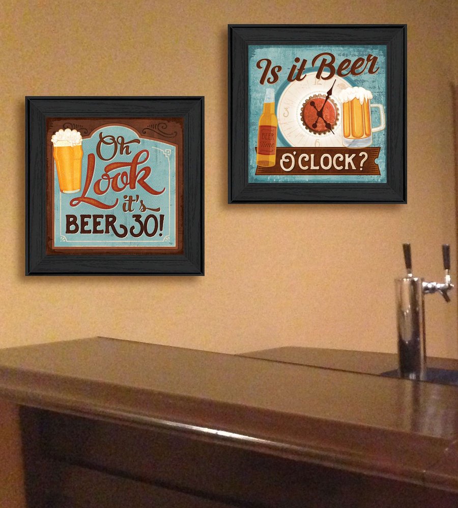 Set Of Two Beer Oclock Black Framed Print Wall Art HomeRoots