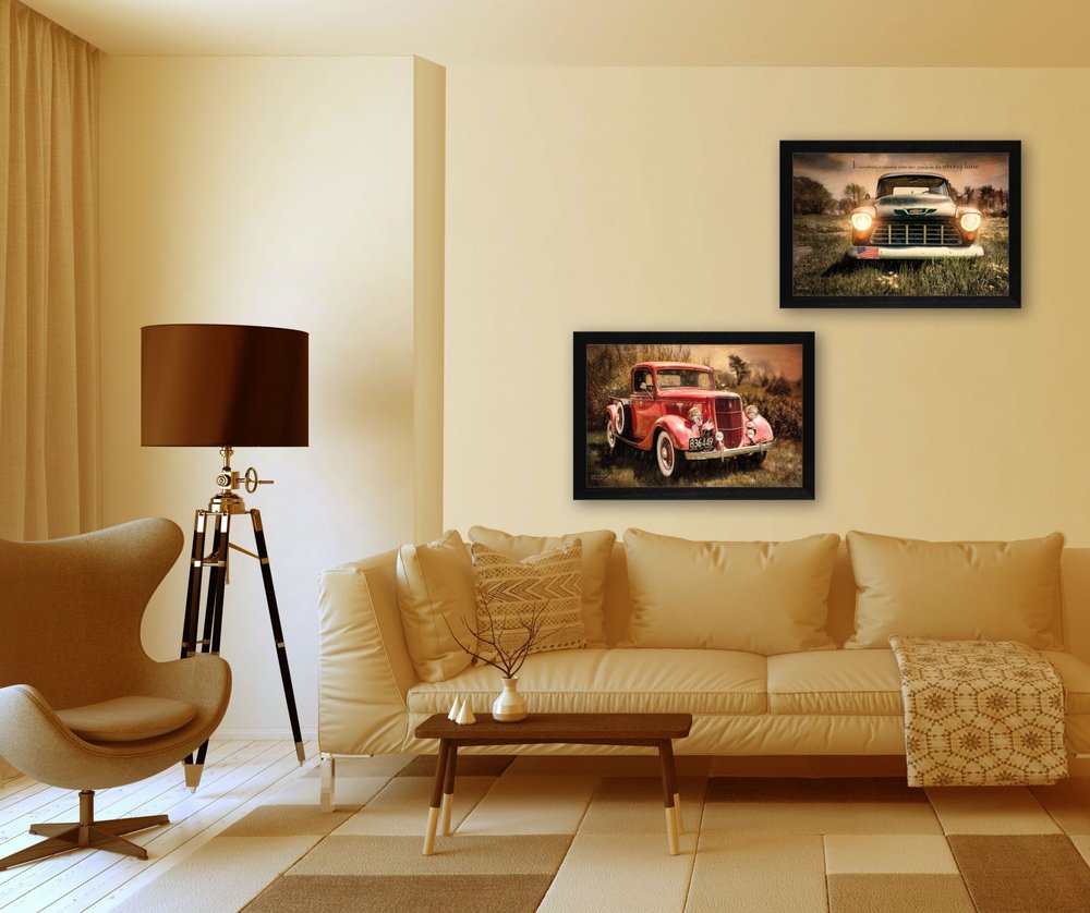 Set Of Two Vintage Trucks Black Framed Print Wall Art HomeRoots