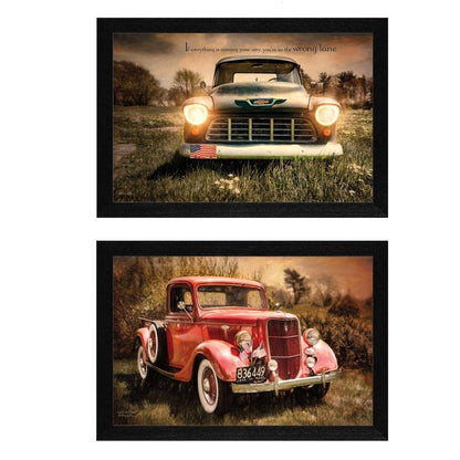 Set Of Two Vintage Trucks Black Framed Print Wall Art HomeRoots