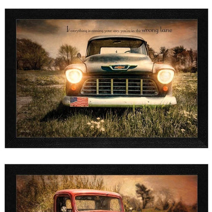 Set Of Two Vintage Trucks Black Framed Print Wall Art HomeRoots