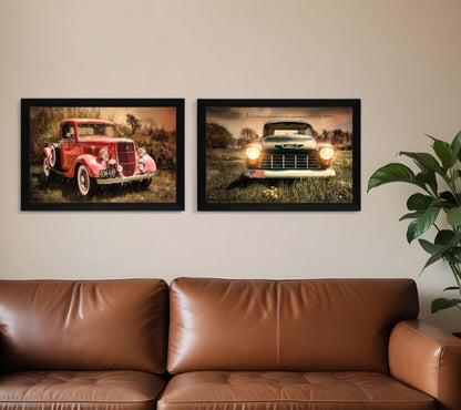 Set Of Two Vintage Trucks Black Framed Print Wall Art HomeRoots