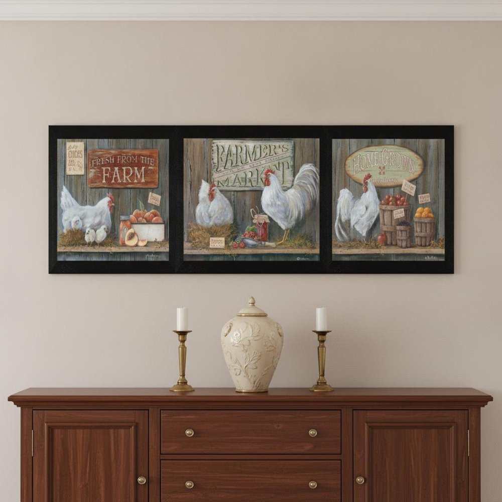 Set Of Three Farmers Market Black Framed Print Wall Art HomeRoots