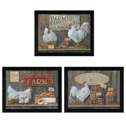 Set Of Three Farmers Market Black Framed Print Wall Art HomeRoots