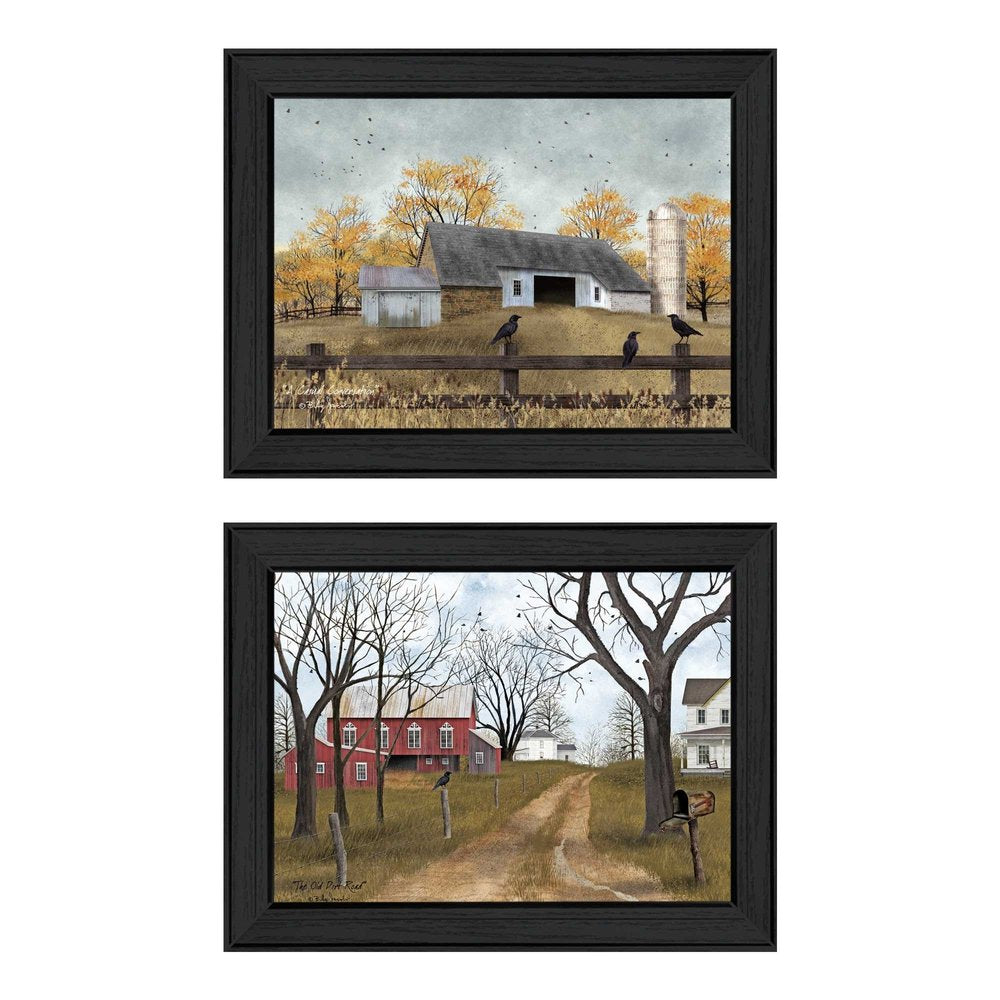 Set Of Two Country Roads 3 Black Framed Print Wall Art HomeRoots