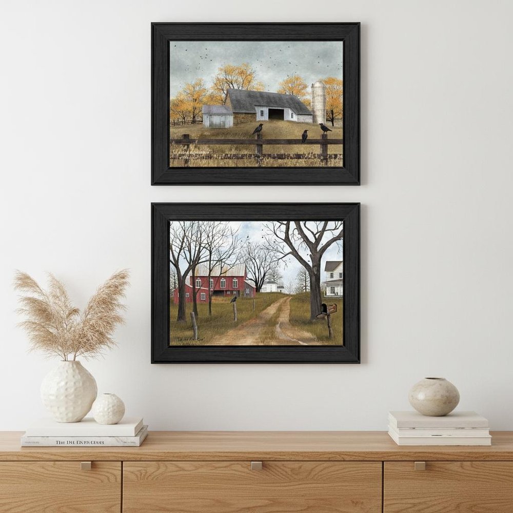 Set Of Two Country Roads 3 Black Framed Print Wall Art HomeRoots