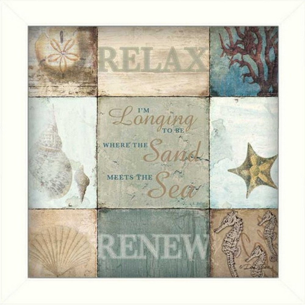 Set Of Two Sunshine Sand and Sea White Framed Print Wall Art HomeRoots