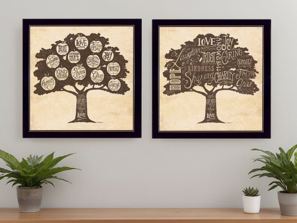 Set Of Two Family Trees Black Framed Print Wall Art HomeRoots