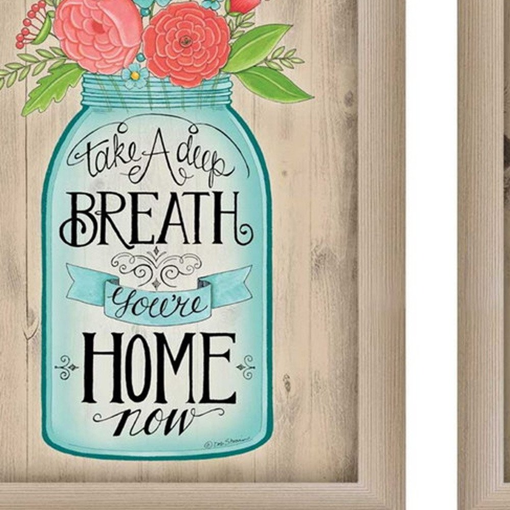 Set Of Two Mason Jars Floral Brown Framed Print Wall Art HomeRoots