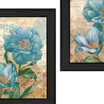 Set Of Two Paris Floral Postcard Black Framed Print Wall Art HomeRoots