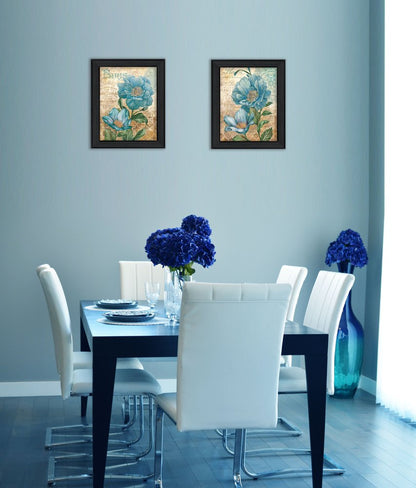 Set Of Two Paris Floral Postcard Black Framed Print Wall Art HomeRoots