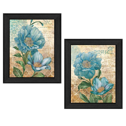 Set Of Two Paris Floral Postcard Black Framed Print Wall Art HomeRoots