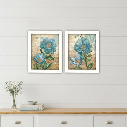 Set Of Two Paris Floral Postcard White Framed Print Wall Art HomeRoots