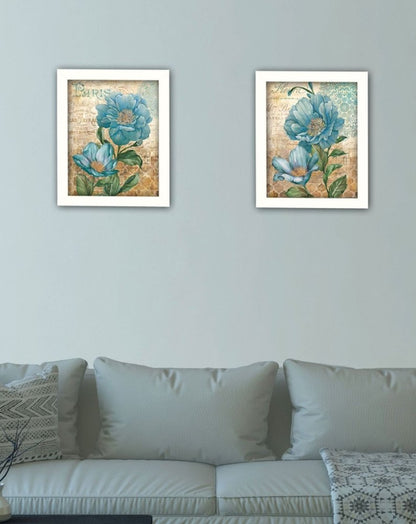 Set Of Two Paris Floral Postcard White Framed Print Wall Art HomeRoots