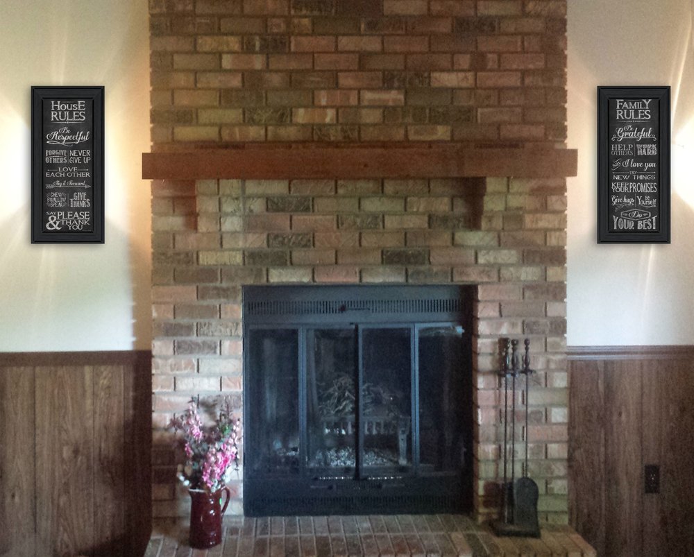 Set Of Two Family and House Rules Black Framed Print Wall Art HomeRoots