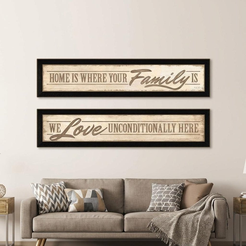 Set Of Two Love Family and Friends Black Framed Print Wall Art HomeRoots