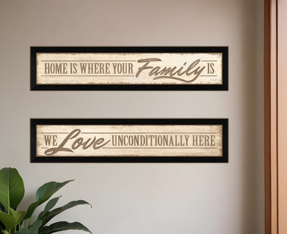 Set Of Two Love Family and Friends Black Framed Print Wall Art HomeRoots