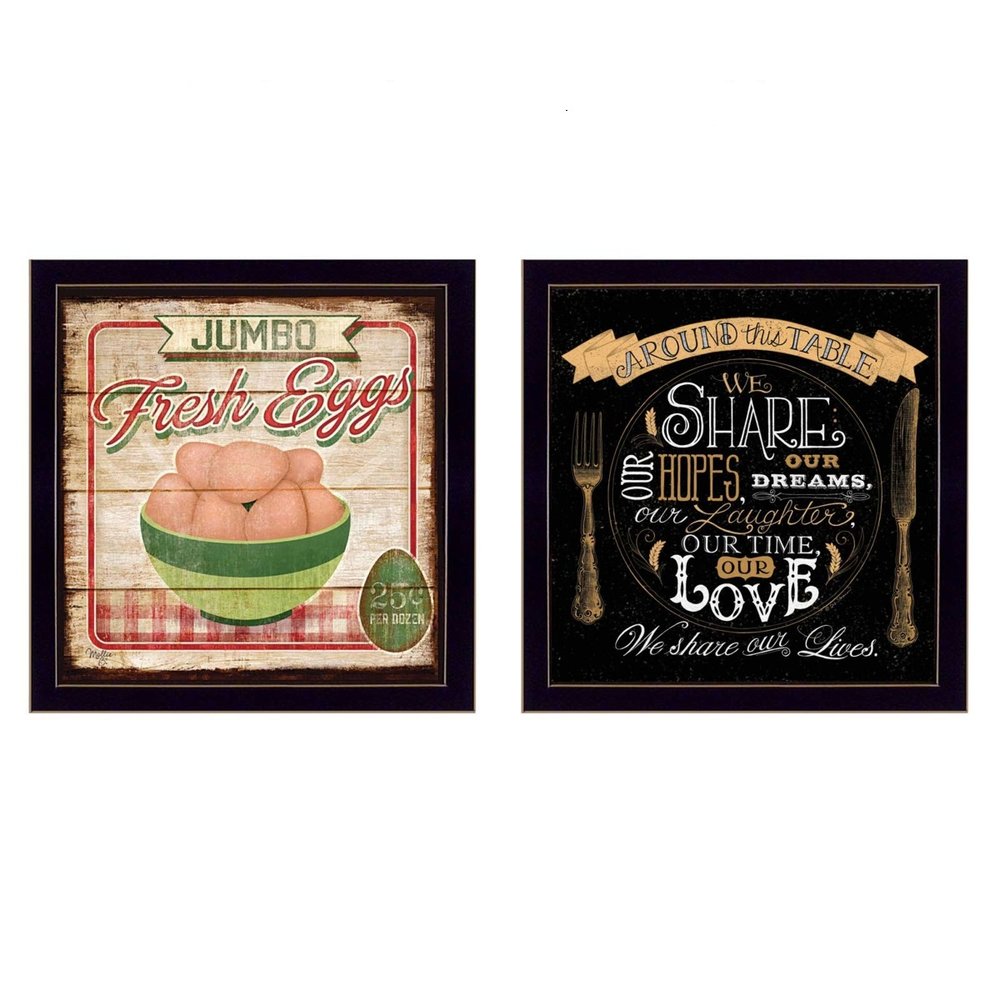 Set Of Two Around the Table Black Framed Print Wall Art HomeRoots