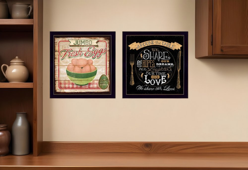 Set Of Two Around the Table Black Framed Print Wall Art HomeRoots