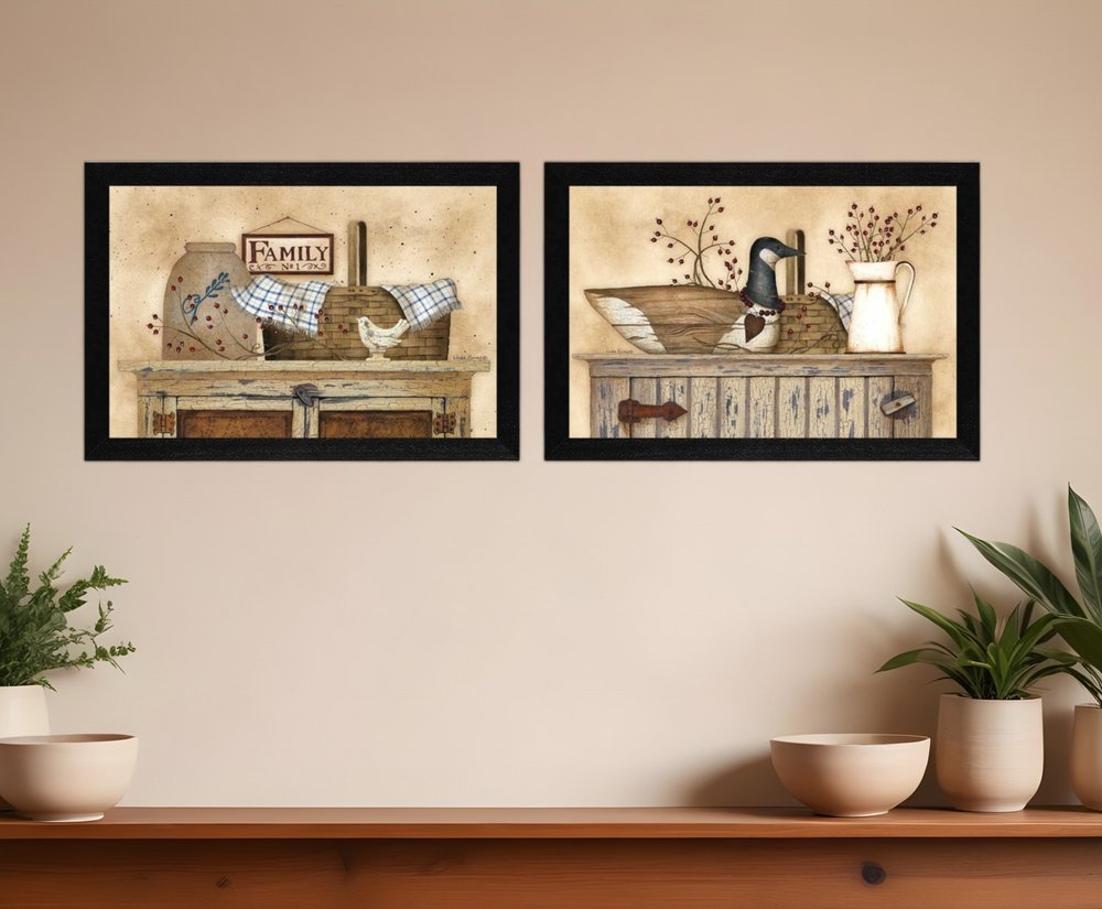 Set Of Two Rustic Still Life Black Framed Print Wall Art HomeRoots