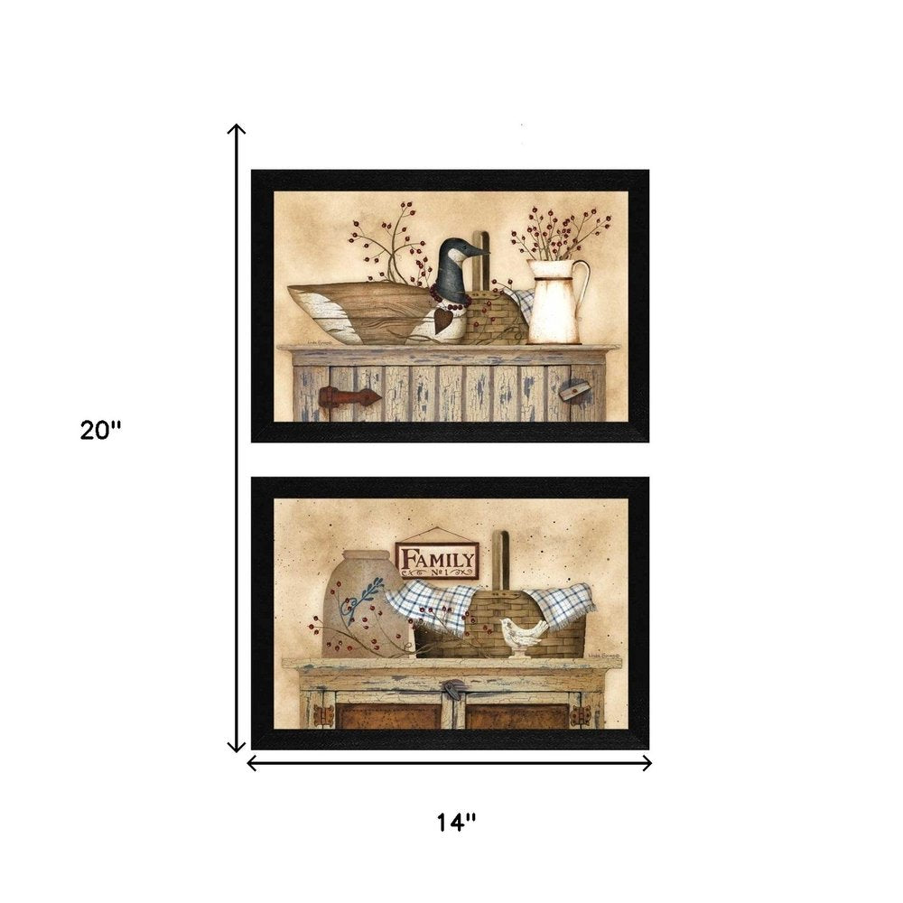 Set Of Two Rustic Still Life Black Framed Print Wall Art HomeRoots