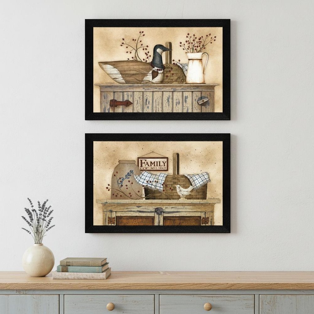 Set Of Two Rustic Still Life Black Framed Print Wall Art HomeRoots