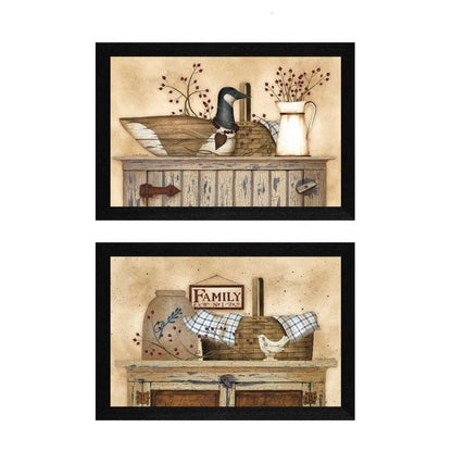 Set Of Two Rustic Still Life Black Framed Print Wall Art HomeRoots