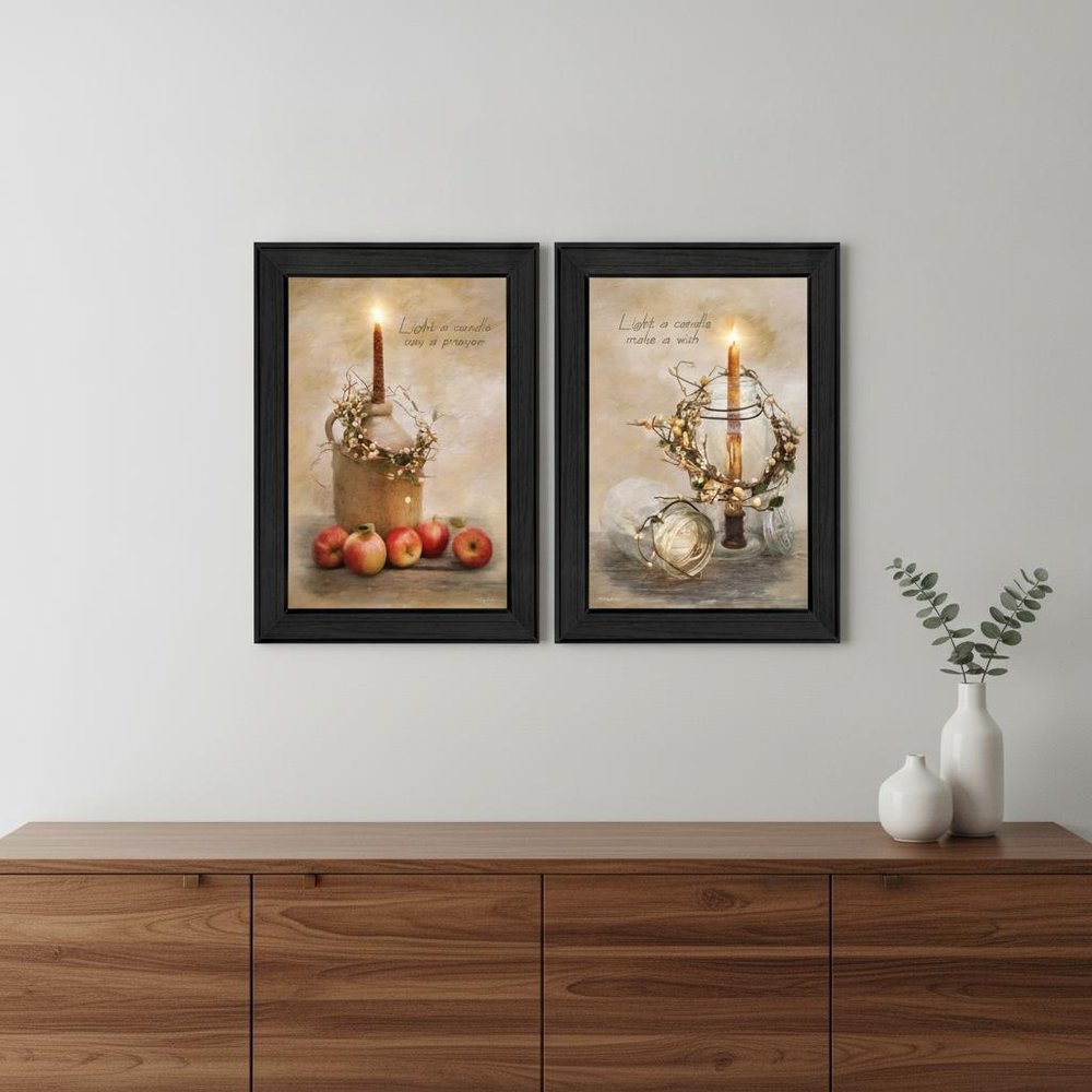 Set Of Two Light a Candle Black Framed Print Wall Art HomeRoots