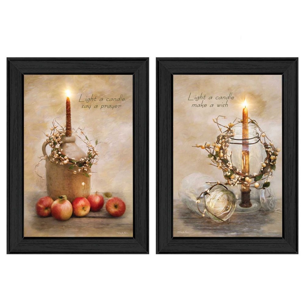 Set Of Two Light a Candle Black Framed Print Wall Art HomeRoots