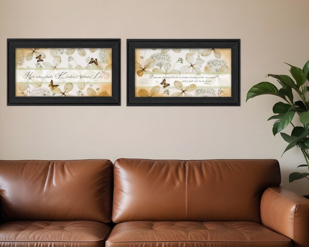 Set Of Two Plant Kindness Black Framed Print Wall Art HomeRoots