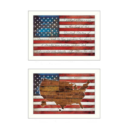 Set Of Two American Flags White Framed Print Wall Art HomeRoots