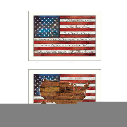 Set Of Two American Flags White Framed Print Wall Art HomeRoots