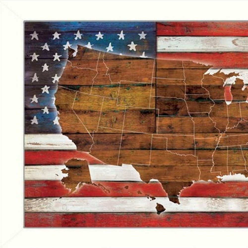 Set Of Two American Flags White Framed Print Wall Art HomeRoots