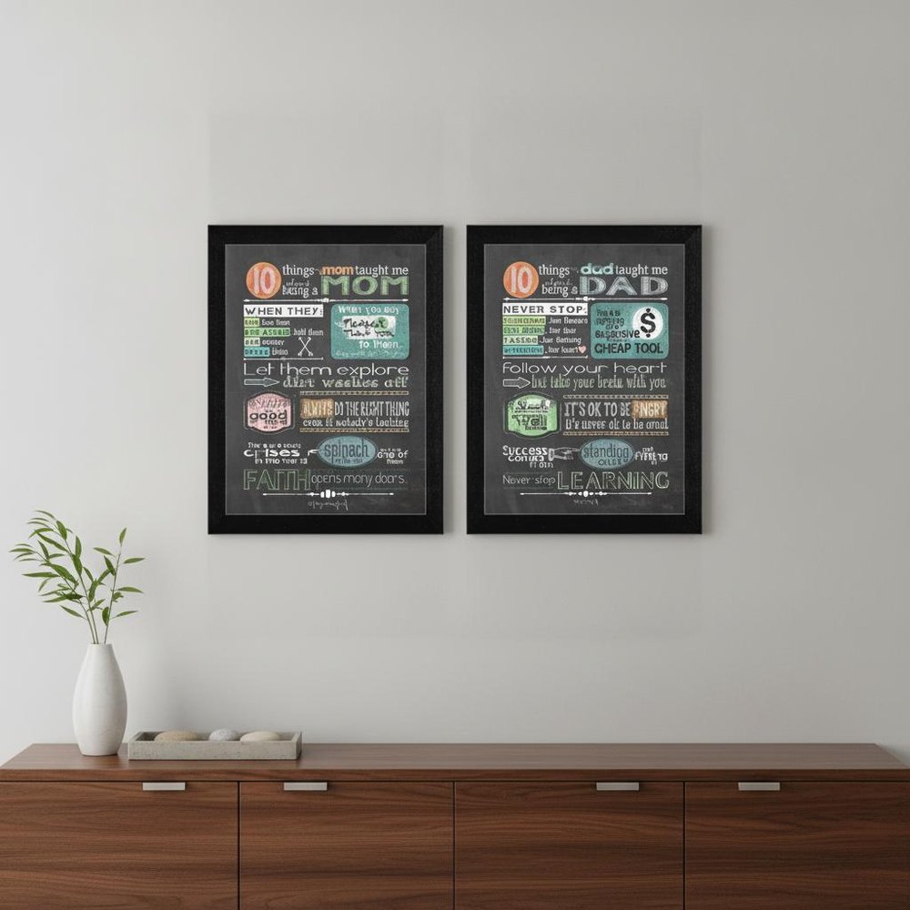 Set Of Two Reminders from Mom and Dad Black Framed Print Wall Art HomeRoots