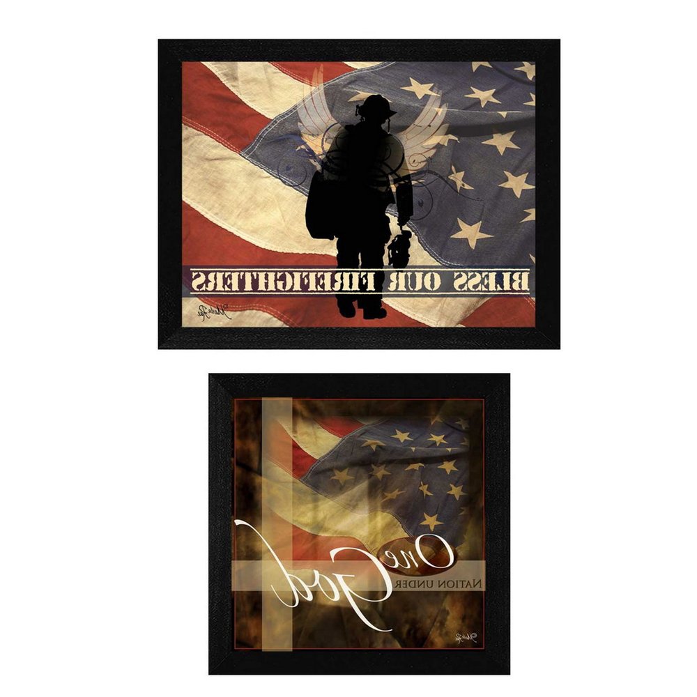 Set Of Two Firefighters One Nation Black Framed Print Wall Art HomeRoots