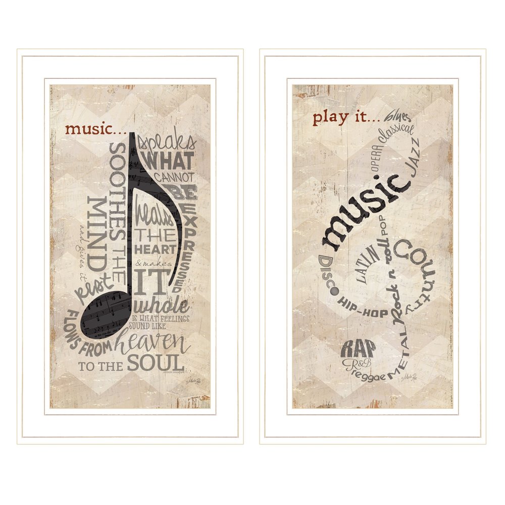 Set Of Two Musical Notes White Framed Print Wall Art HomeRoots