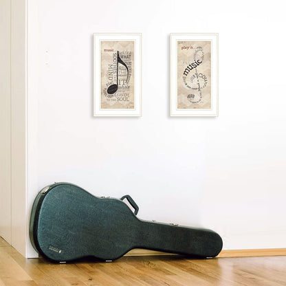 Set Of Two Musical Notes White Framed Print Wall Art HomeRoots