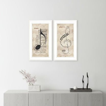 Set Of Two Musical Notes White Framed Print Wall Art HomeRoots