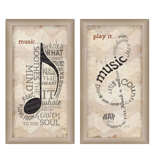 Set Of Two Musical NotesBrown Framed Print Wall Art HomeRoots