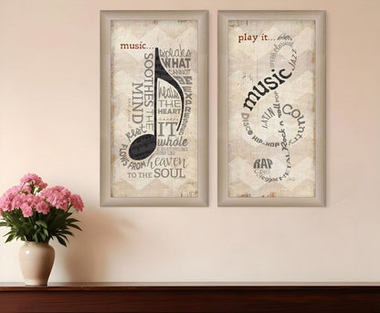 Set Of Two Musical NotesBrown Framed Print Wall Art HomeRoots