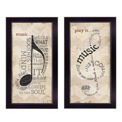 Set Of Two Musical Notes Black Framed Print Wall Art HomeRoots