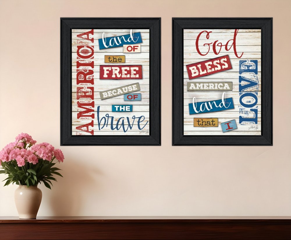 Set Of Two American 1 Black Framed Print Wall Art HomeRoots