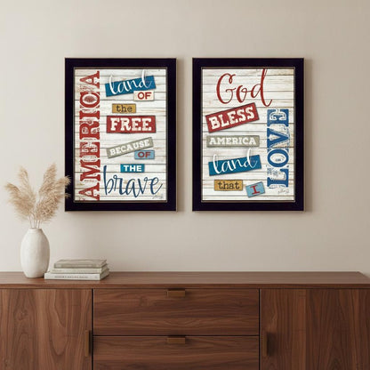 Set Of Two American 2 Black Framed Print Wall Art HomeRoots