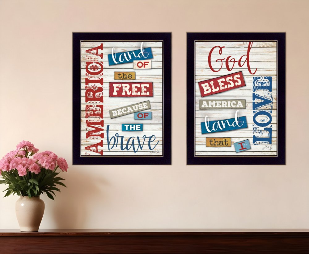 Set Of Two American 2 Black Framed Print Wall Art HomeRoots