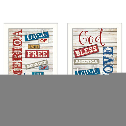 Set Of Two American 3 White Framed Print Wall Art HomeRoots