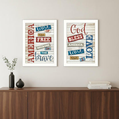 Set Of Two American 3 White Framed Print Wall Art HomeRoots