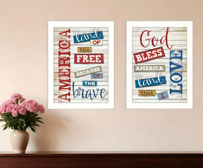 Set Of Two American 3 White Framed Print Wall Art HomeRoots