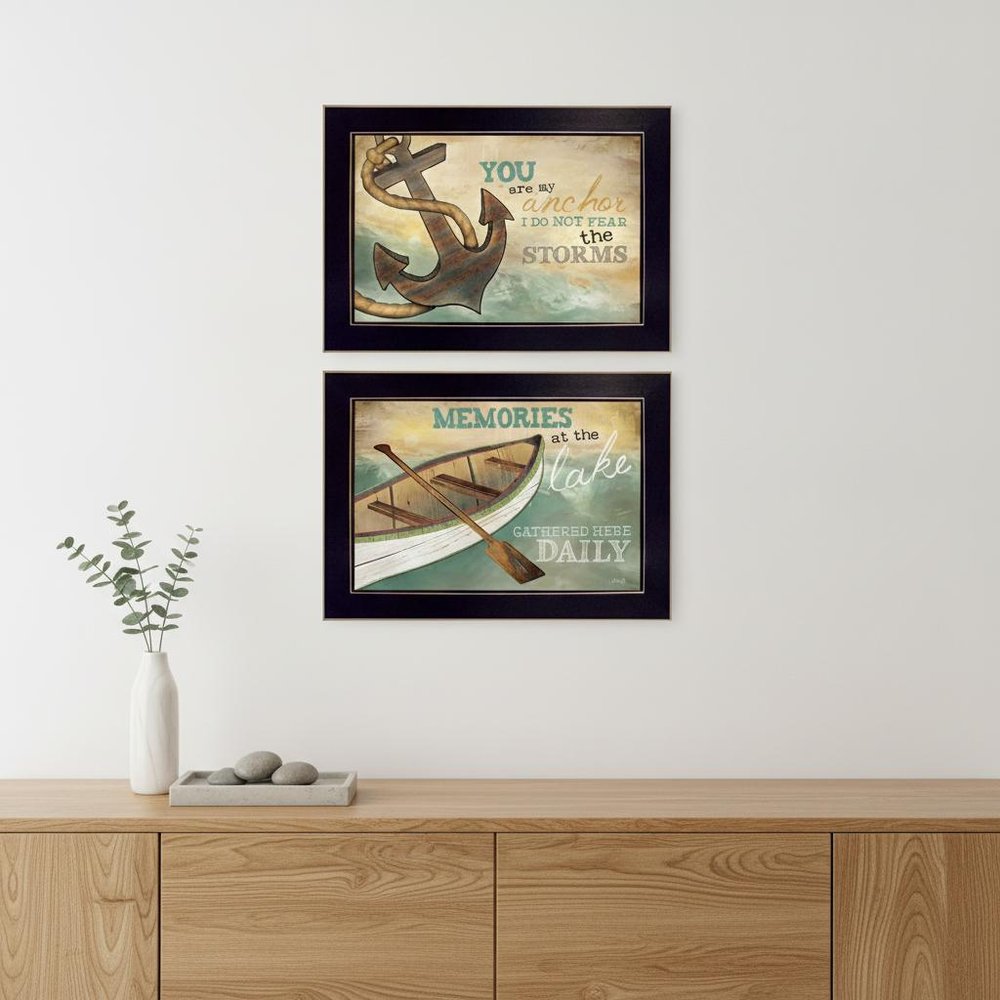 Set Of Two Memories at the Lake Black Framed Print Wall Art HomeRoots