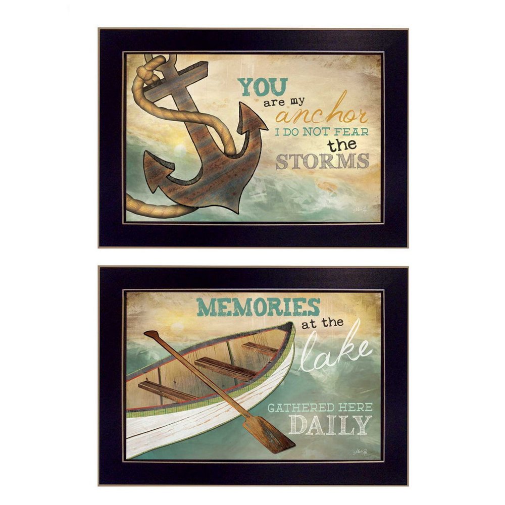 Set Of Two Memories at the Lake Black Framed Print Wall Art HomeRoots