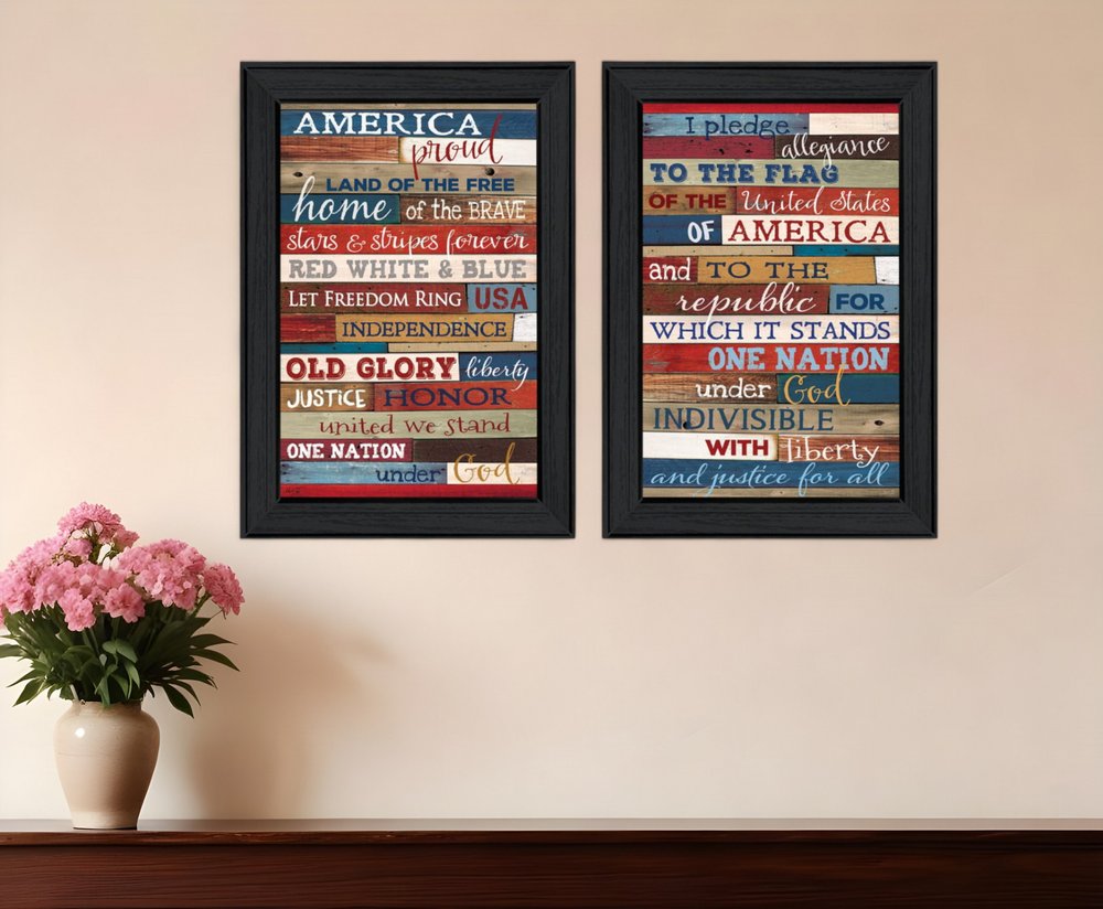 Set Of Two America Proud I Black Framed Print Wall Art HomeRoots
